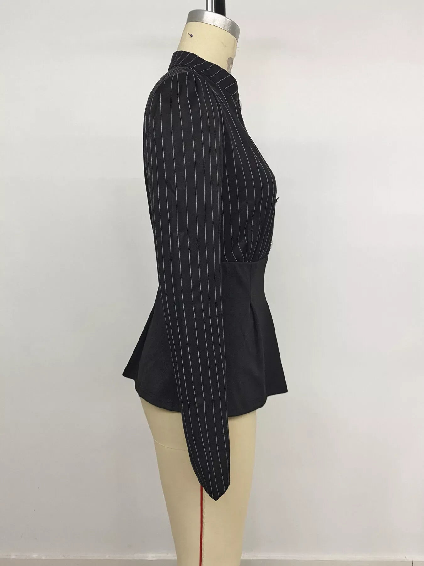 Striped Long Sleeve Peplum Blouse