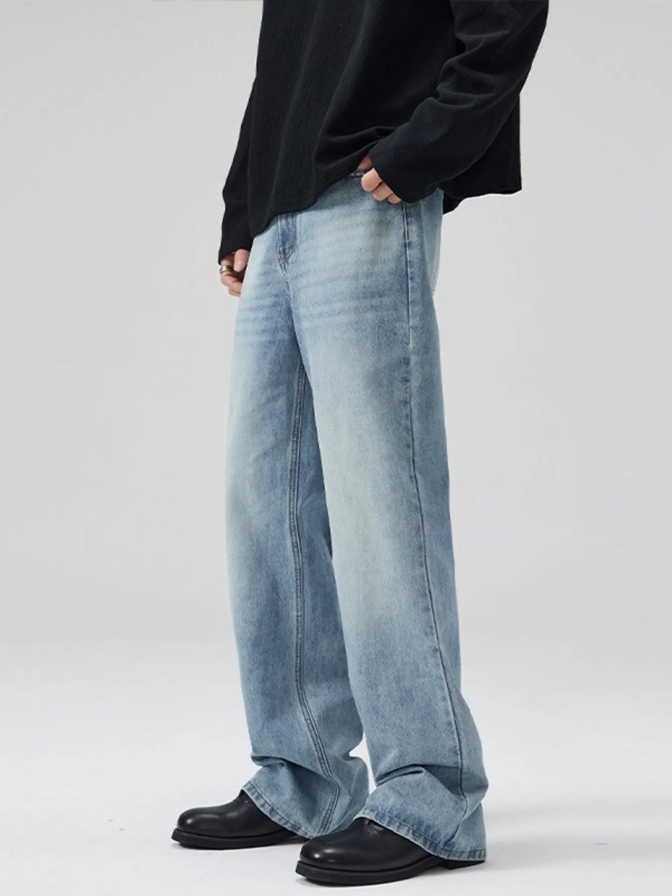 Men's Full Size Washed Wide Leg Jeans Plus Size