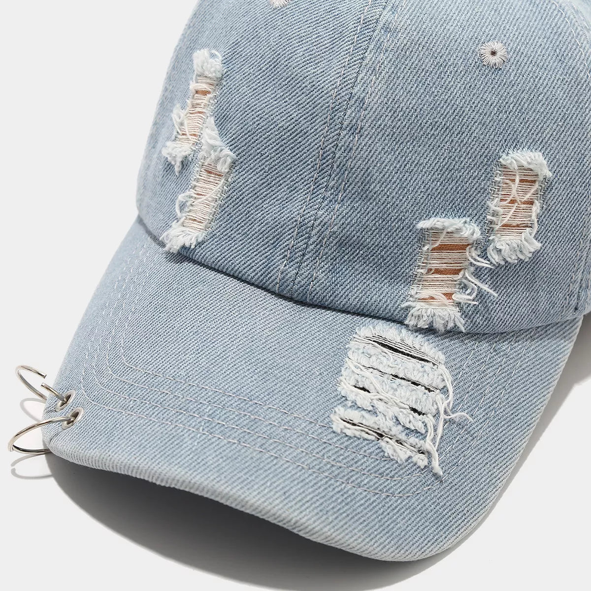 Distressed Denim Baseball Cap