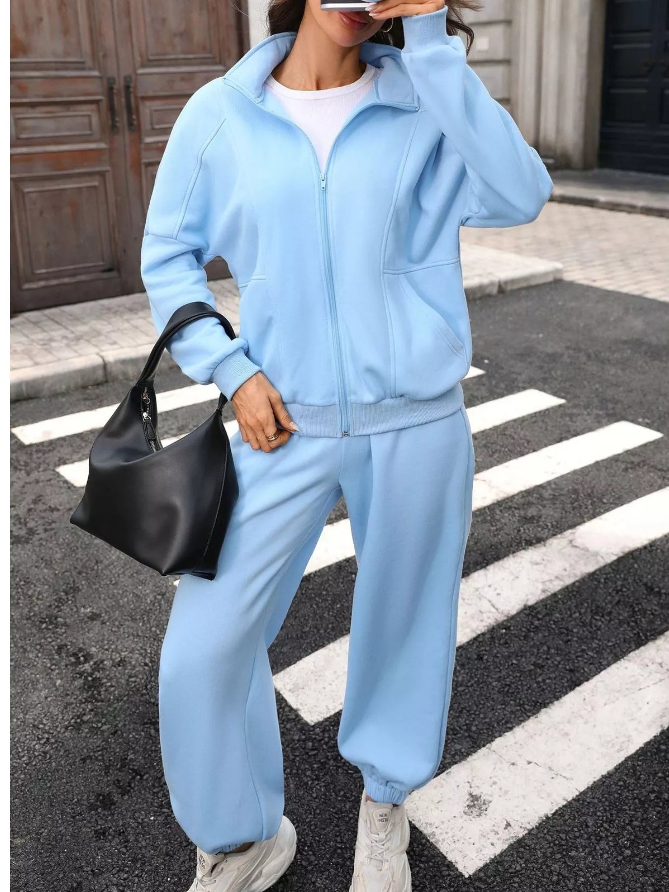 Zip-Up Long Sleeve Top and Pants Set
