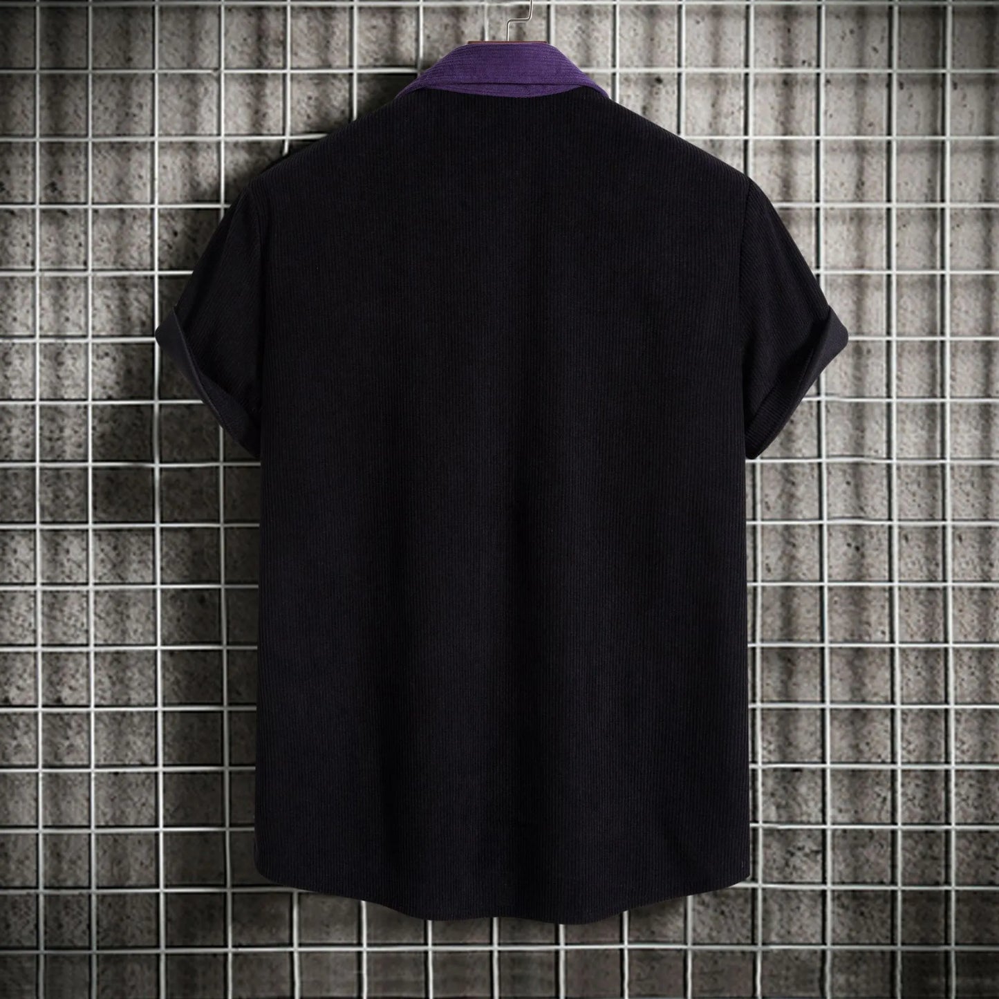 Men's Plus Size Classic Color Block Short Sleeve Shirt