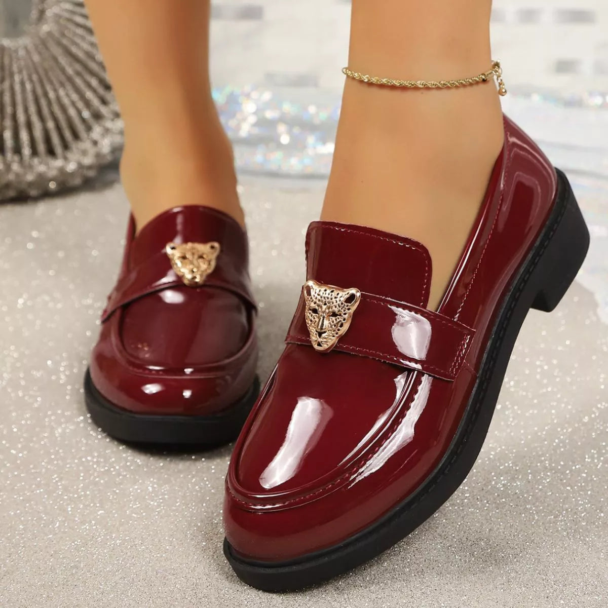 Round Toe Block Heel Loafers