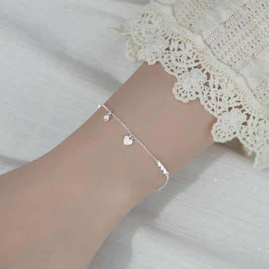 Heart Charm 925 Sterling Silver Bracelet