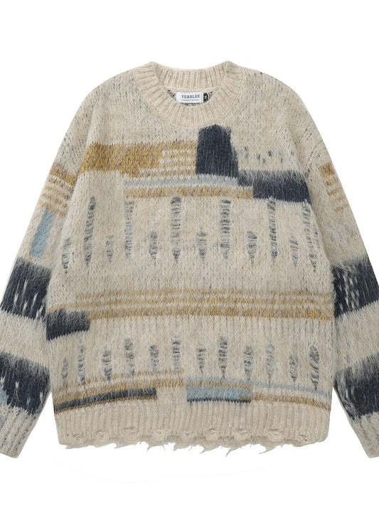 Men's Contrast Round Neck Sweater