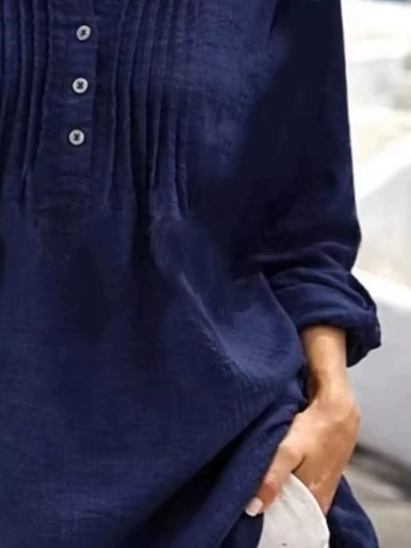 Casual Button Detail Long Sleeve Linen Shirt