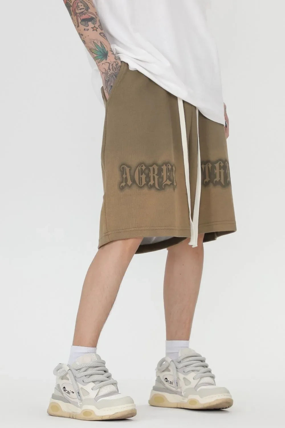 Men's Letter Print Drawstring Shorts
