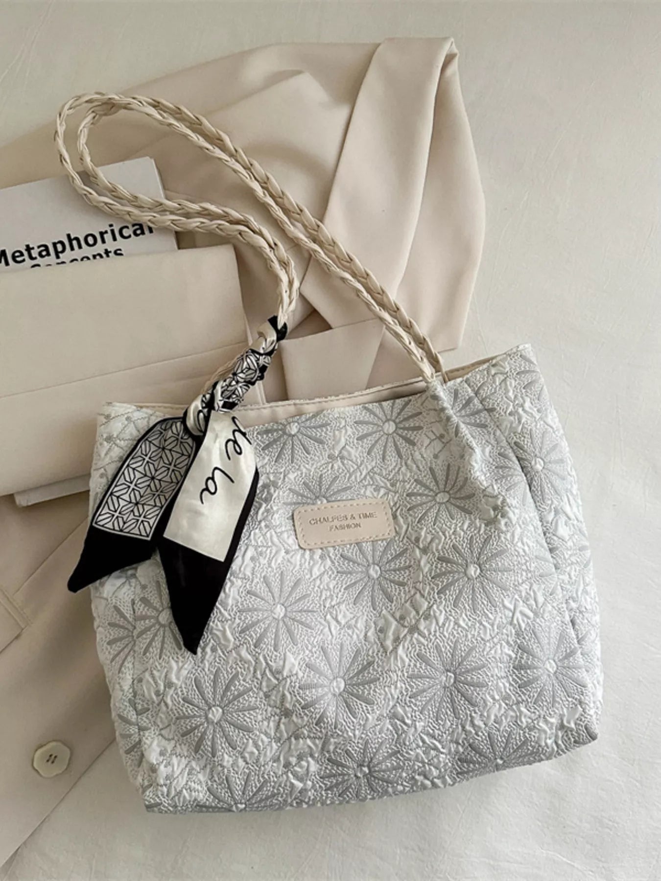 Braided Handle Tote Bag
