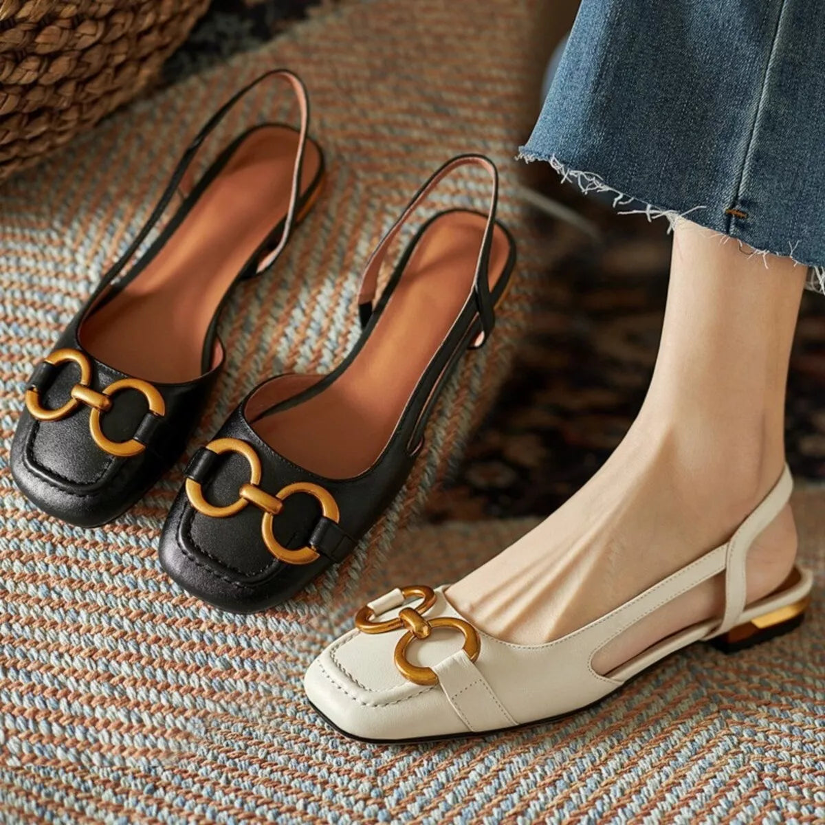 Square Toe Flats Sandals
