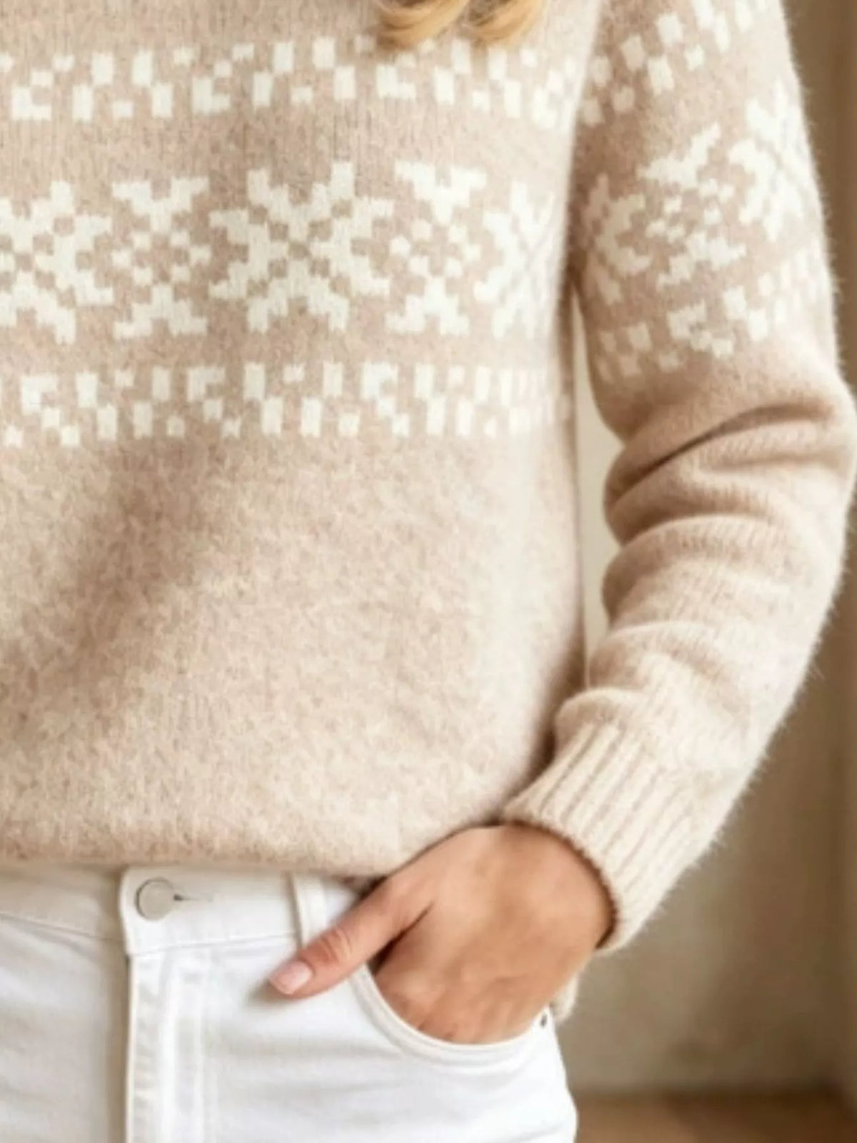 Fair Isle Pattern Crew Neck Sweater