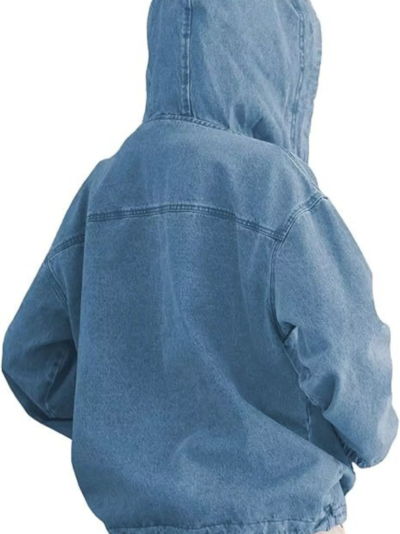 Casual Hooded Kangaroo Pocket Denim Jacket