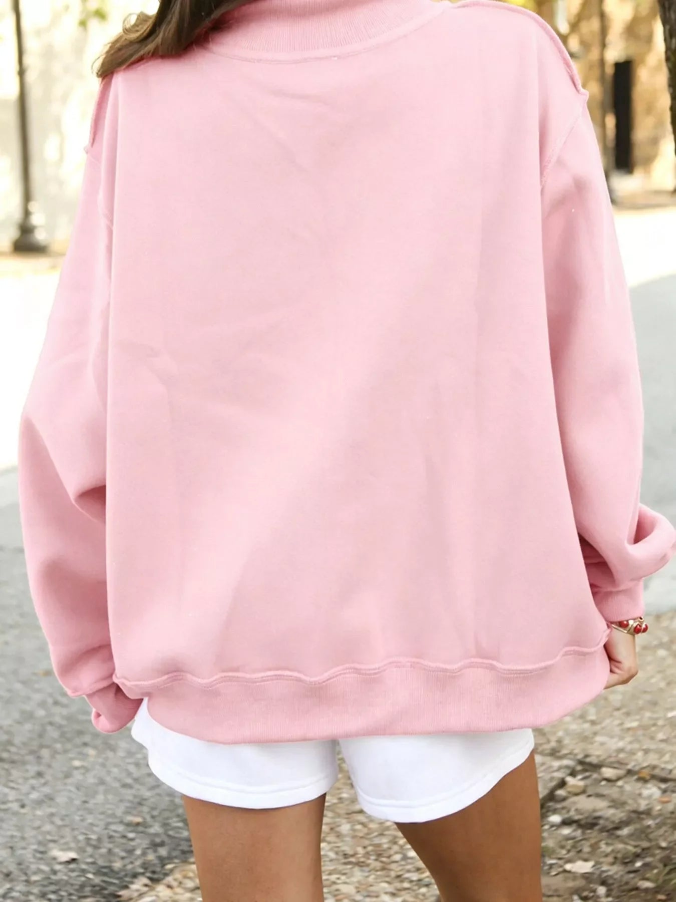 Mock Neck Dropped Shoulder Sweatshirt