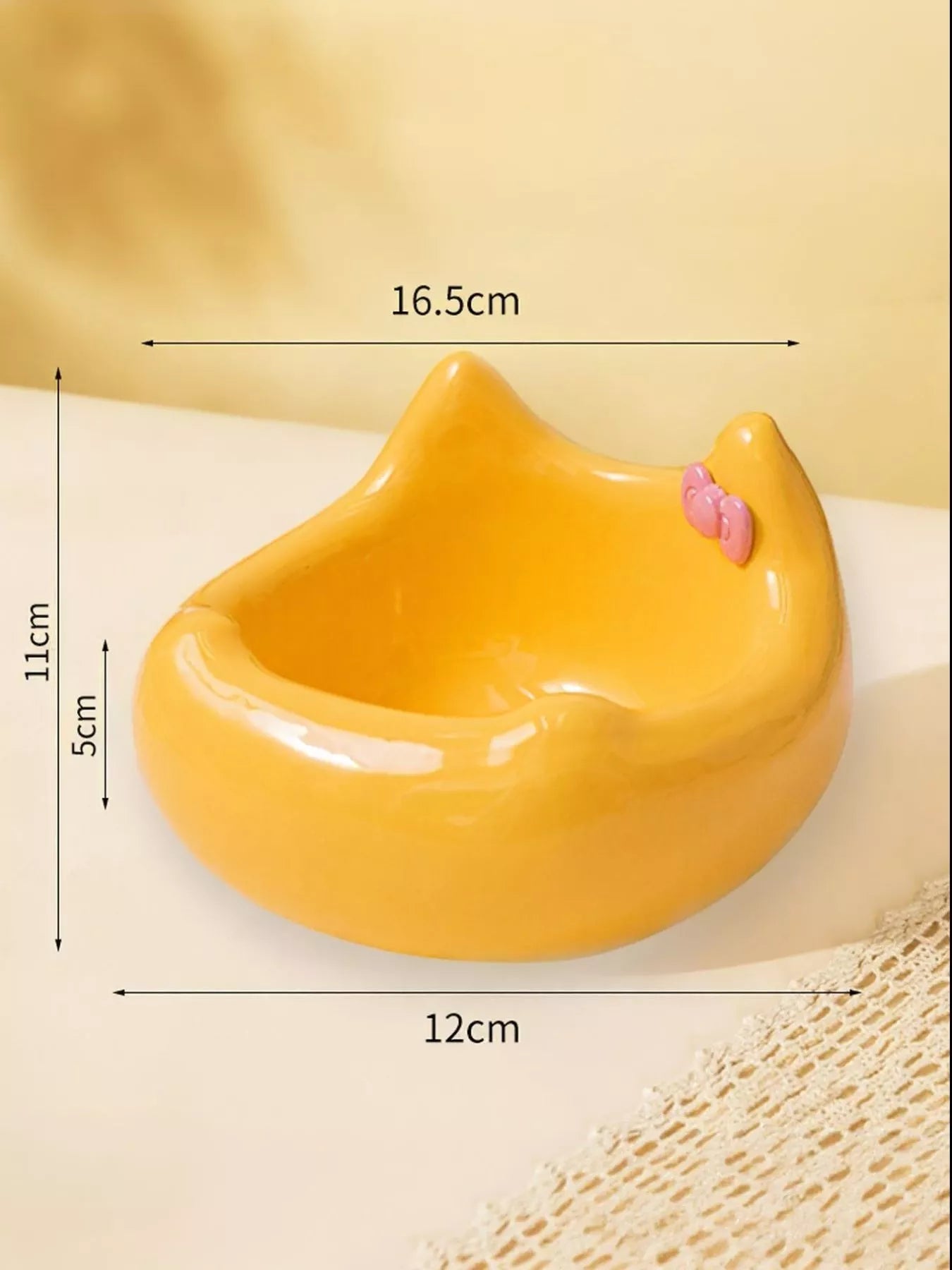 Ceramic Pet Bowl with Bowknot