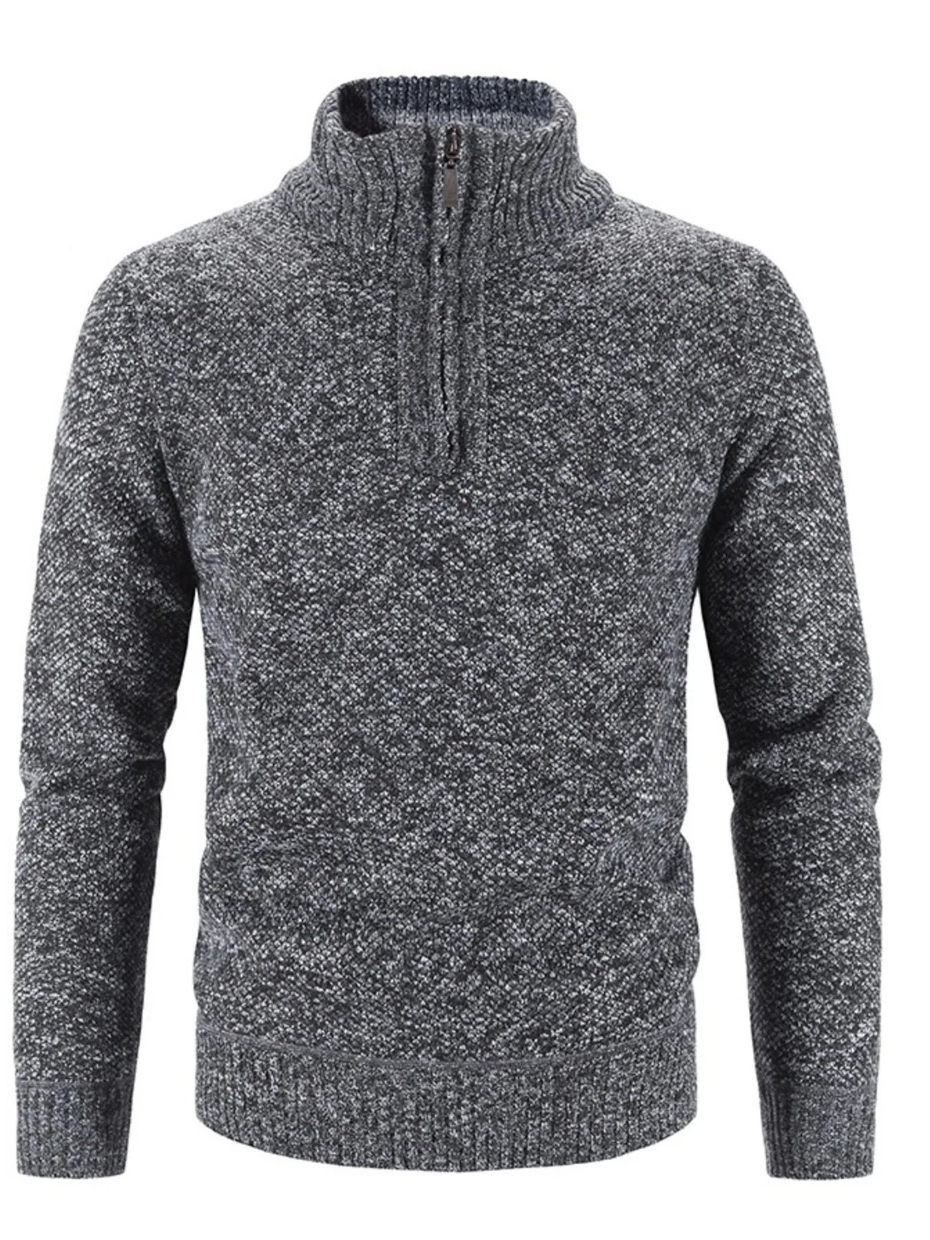 Men's Plus Size Quarter Zip Long Sleeve Sweater