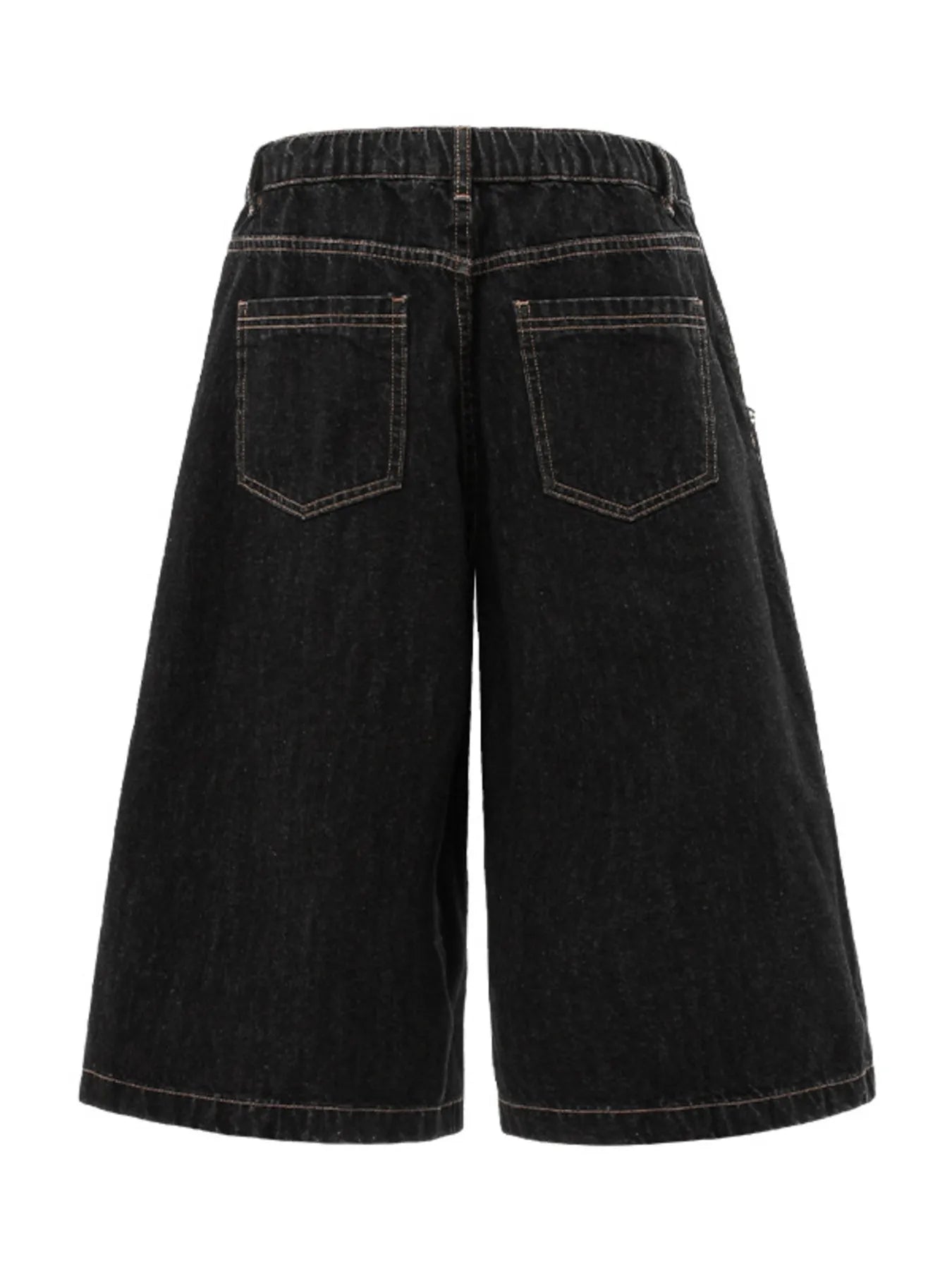 Men's Wide-Leg Denim Shorts with Plaid Accent