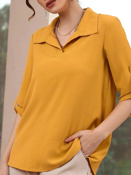 Collared Neck Half Sleeve Blouse