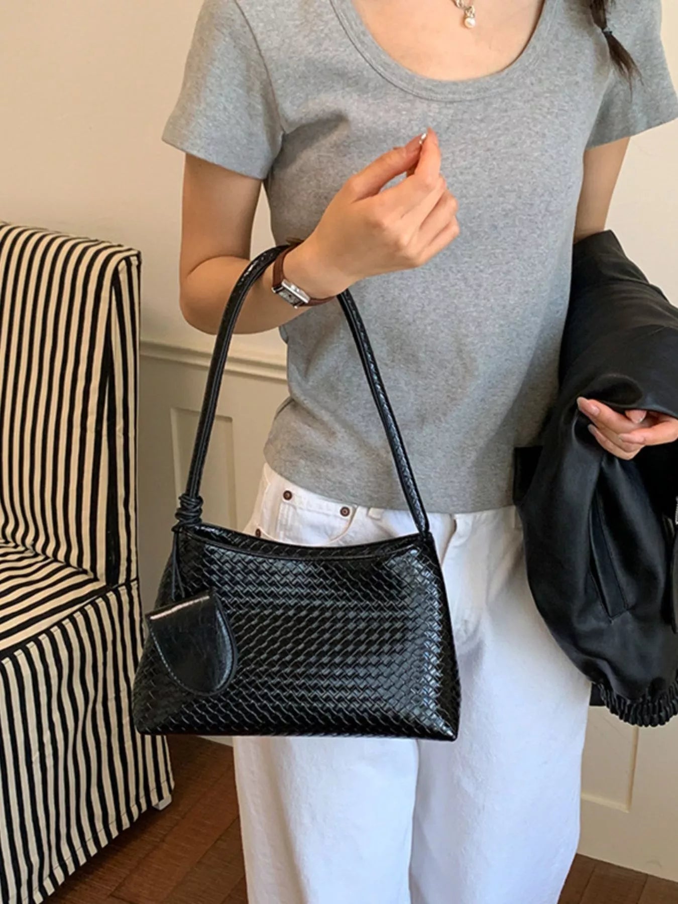 Woven Texture Shoulder Bag