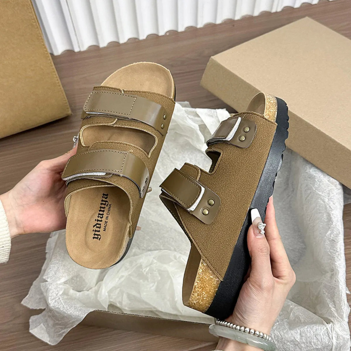 Double Buckle Platform Sandals