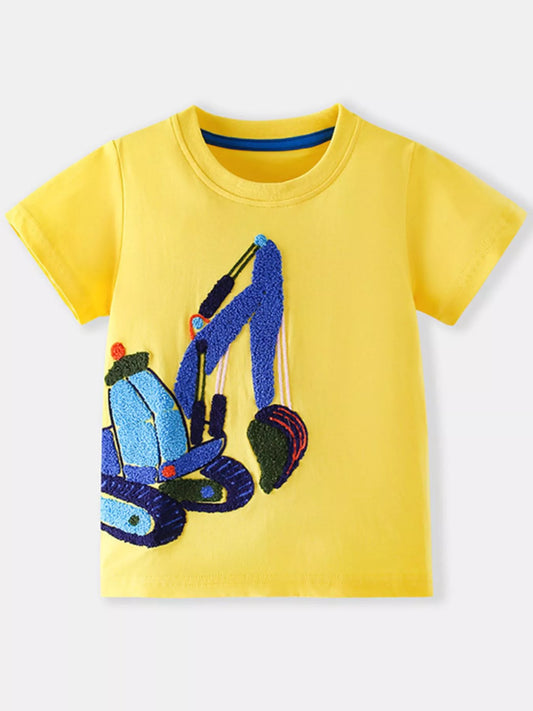 Children's Excavator Patch Short Sleeve T-Shirt