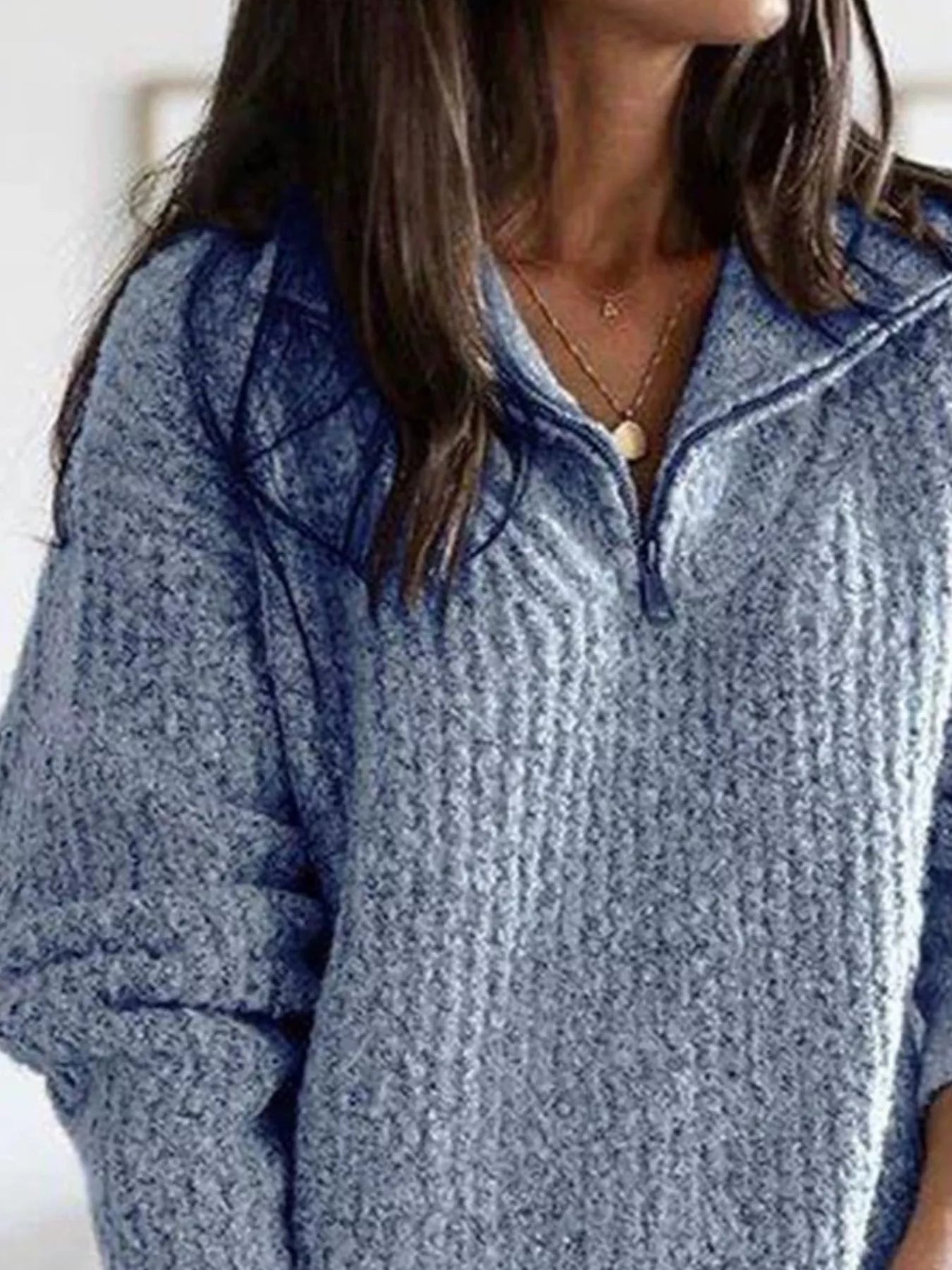 Full Size Half-Zip Textured Sweater Plus Size