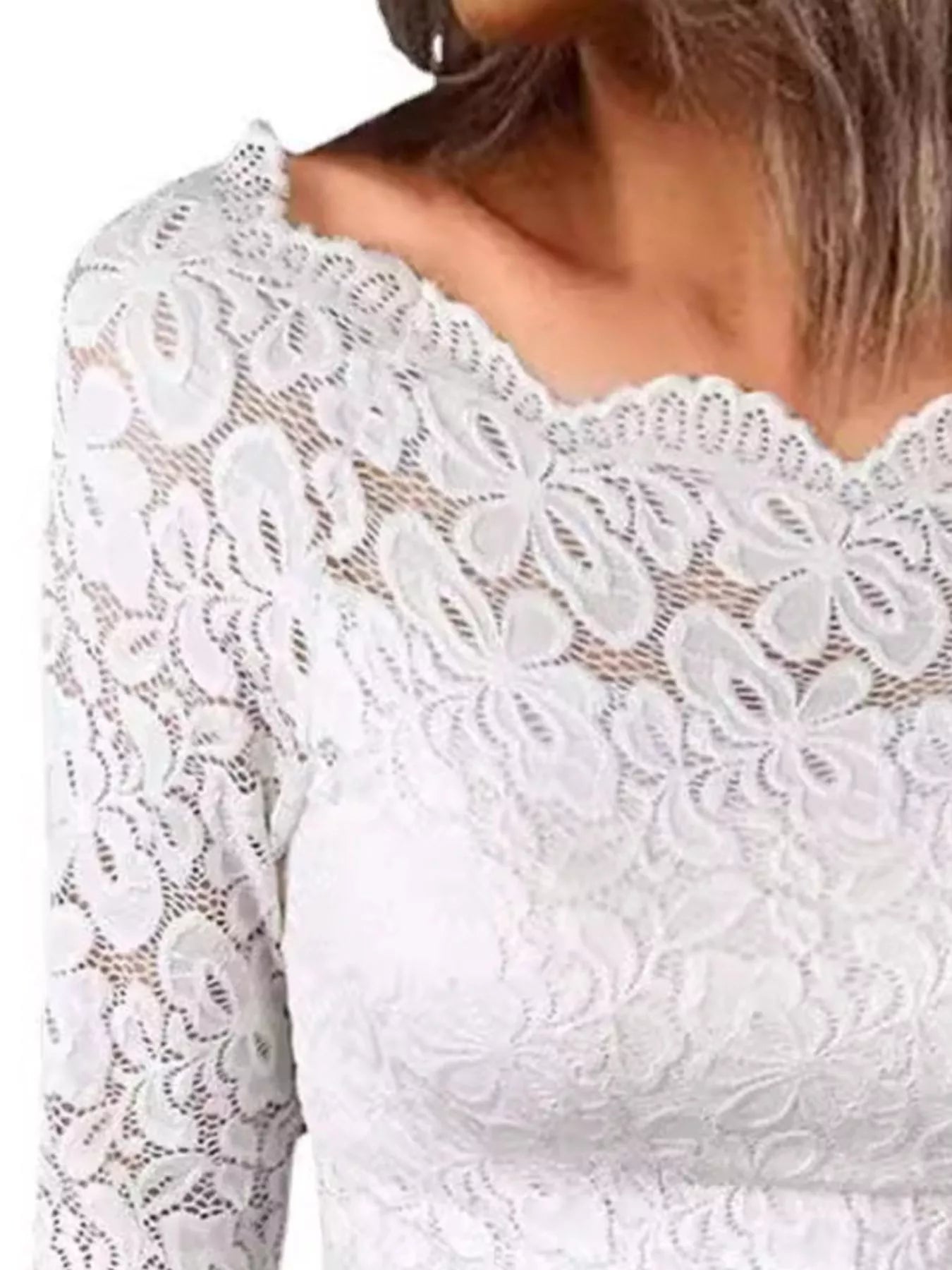 Full Size Off-Shoulder Long Sleeve Lace Blouse Plus Size