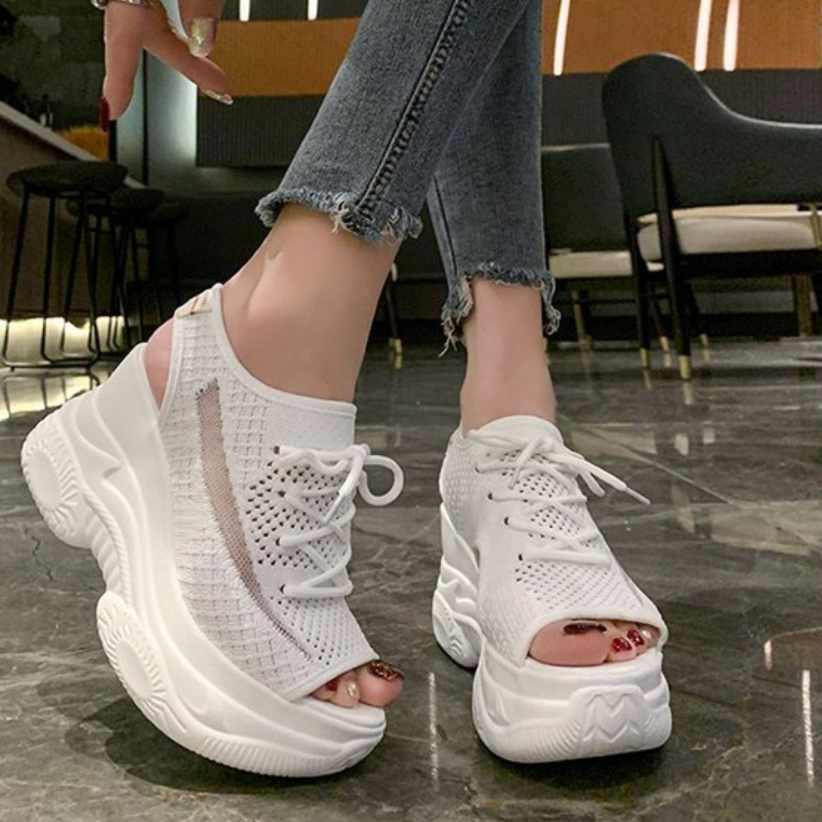 Breathable Mesh Platform Sandals