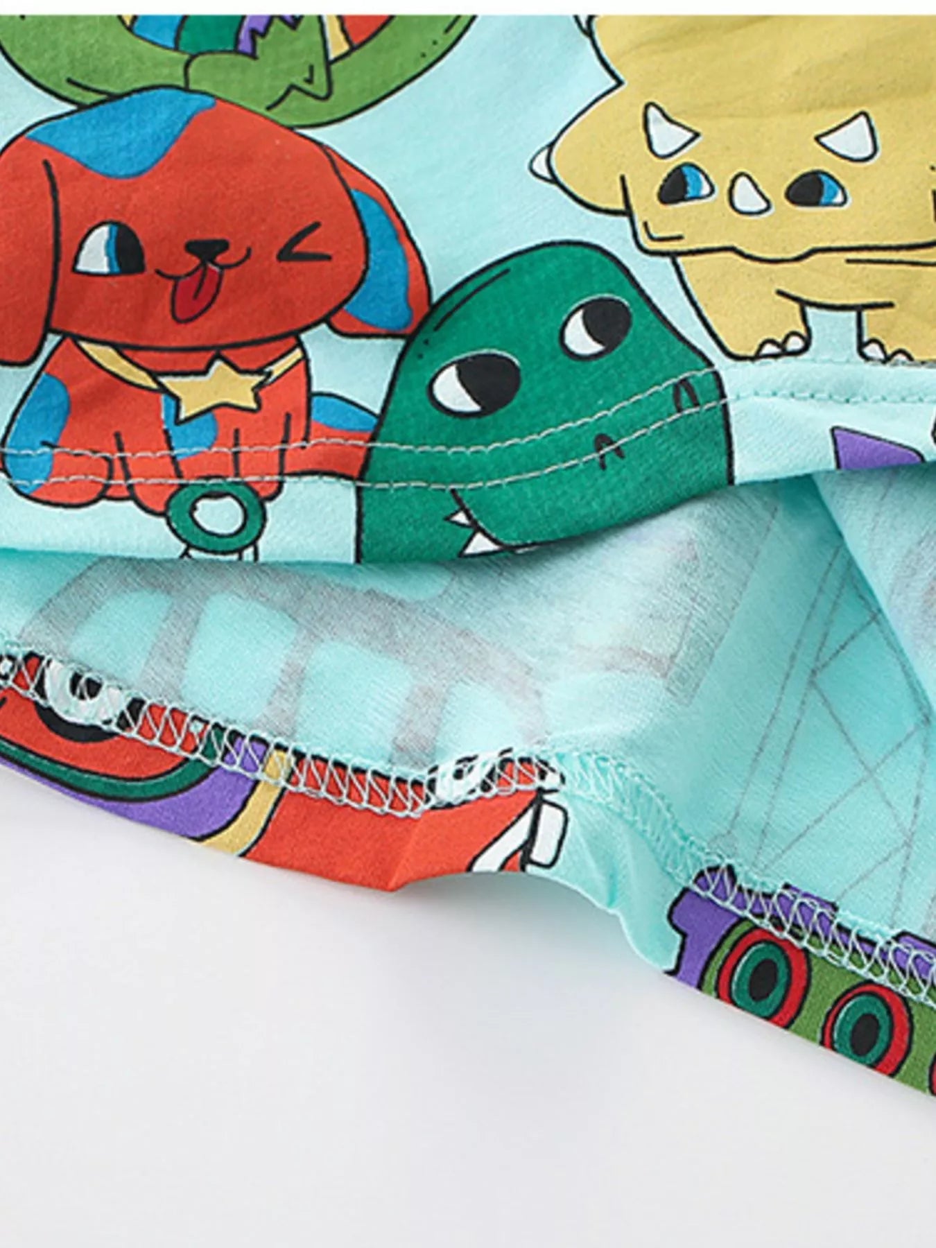 Children's Cartoon Dinosaur Round Neck Top and Shorts Set