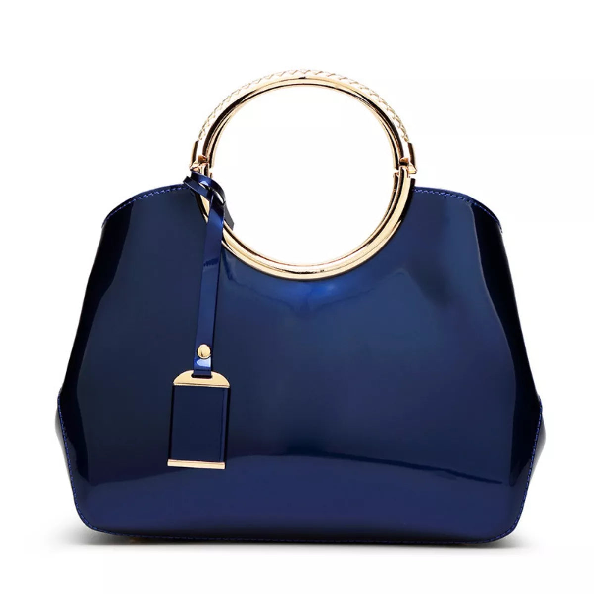 Glossy Ring Handle Handbag
