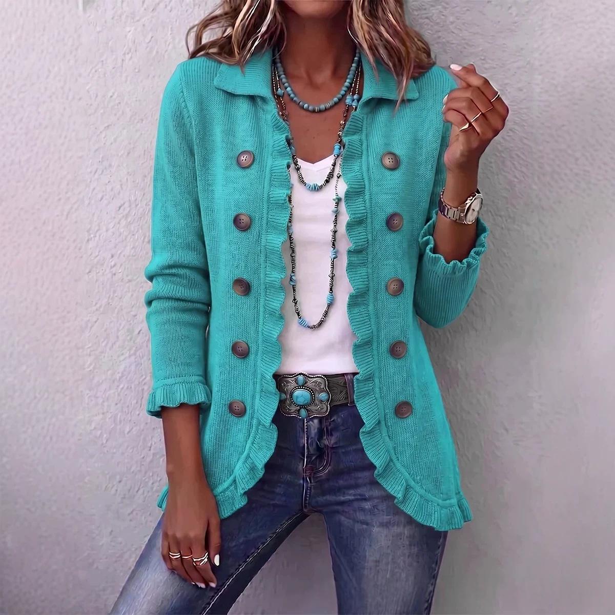 Women's Long Sleeve Cardigan – Solid & Leopard Print OL Commuter Style