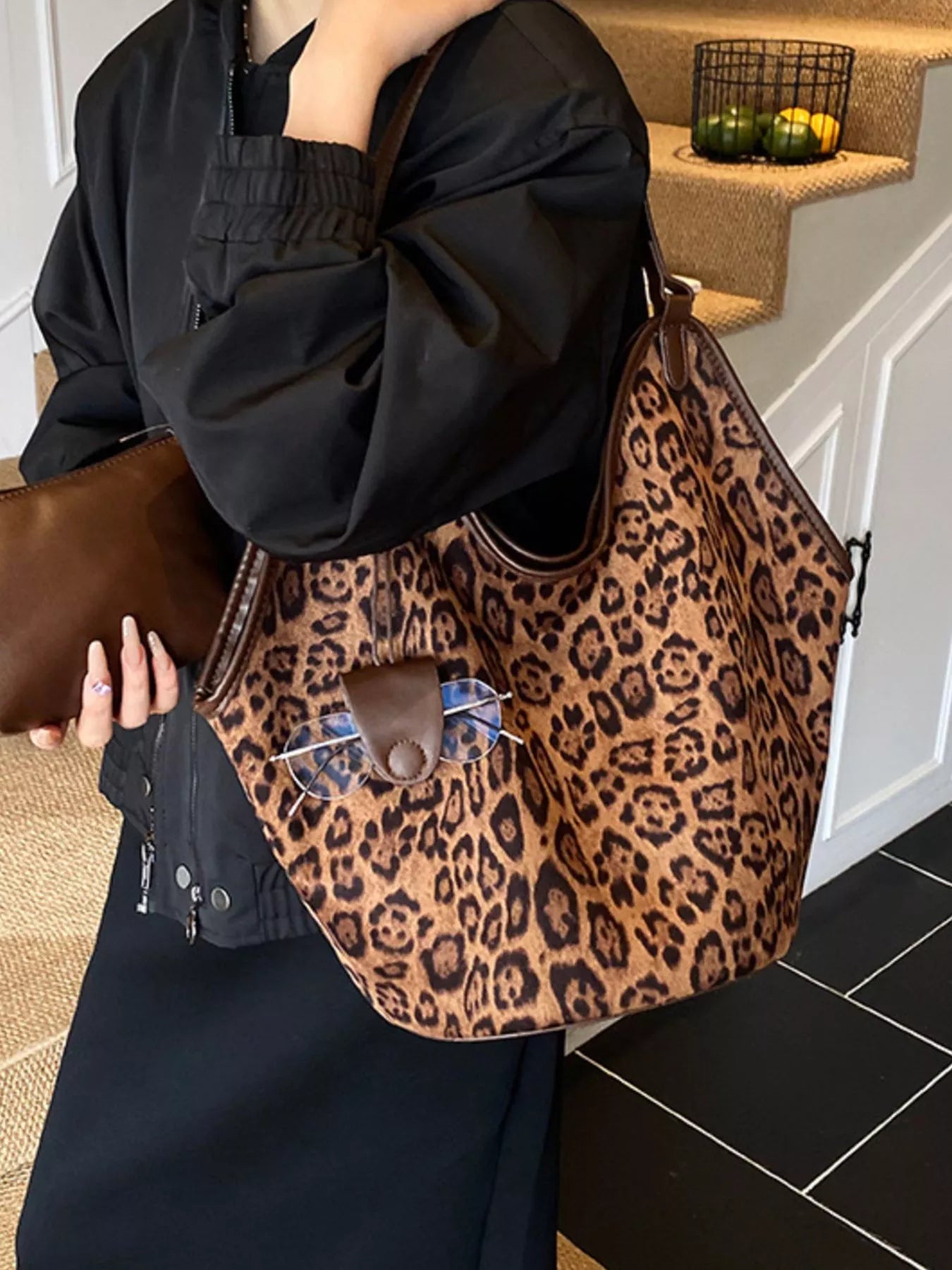 Leopard Print Large Tote Bag
