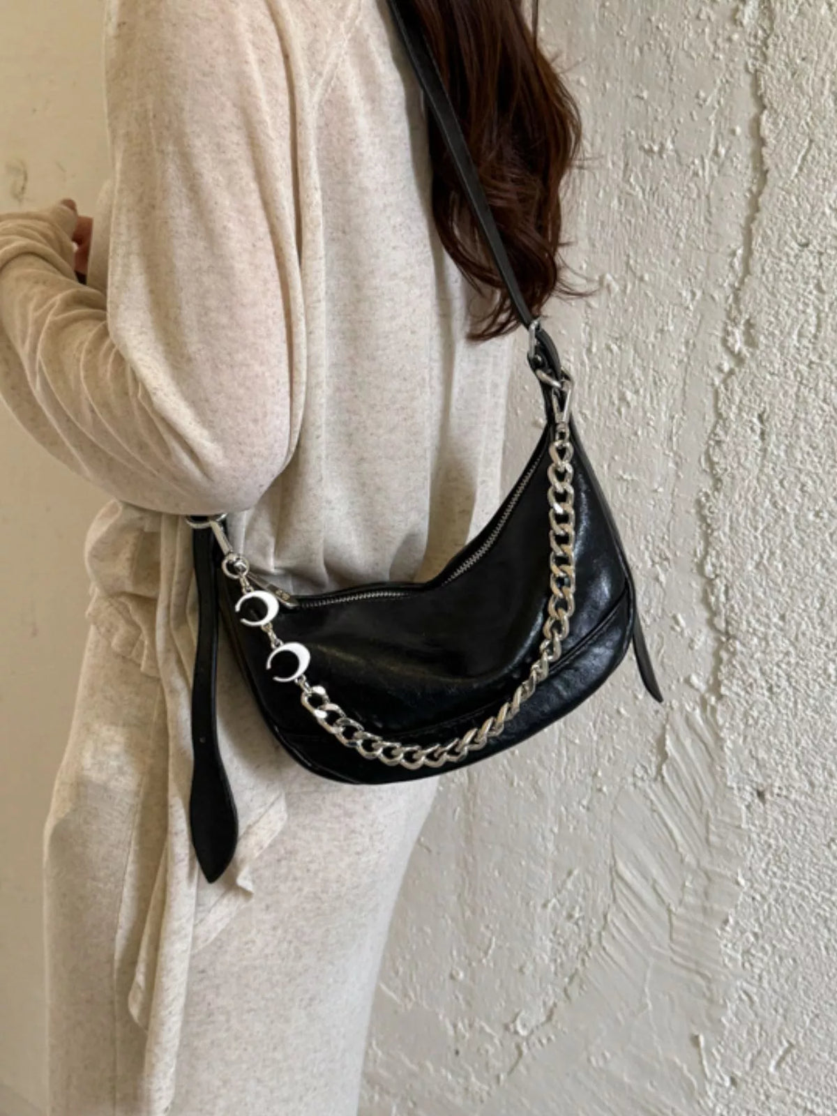 Crescent PU Leather Crossbody Bag