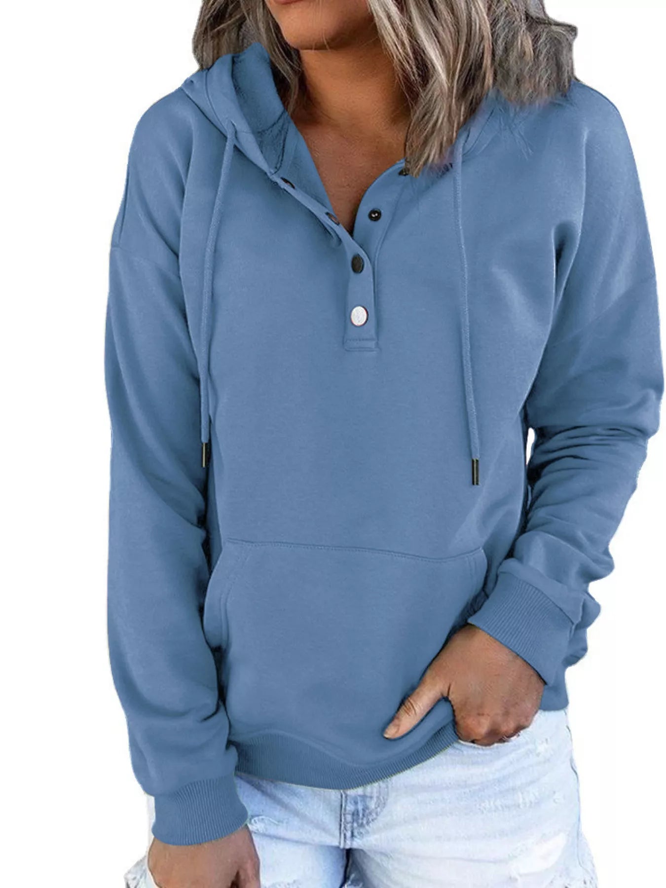 Full Size Kangaroo Pocket Drawstring Long Sleeve Hoodie Plus Size