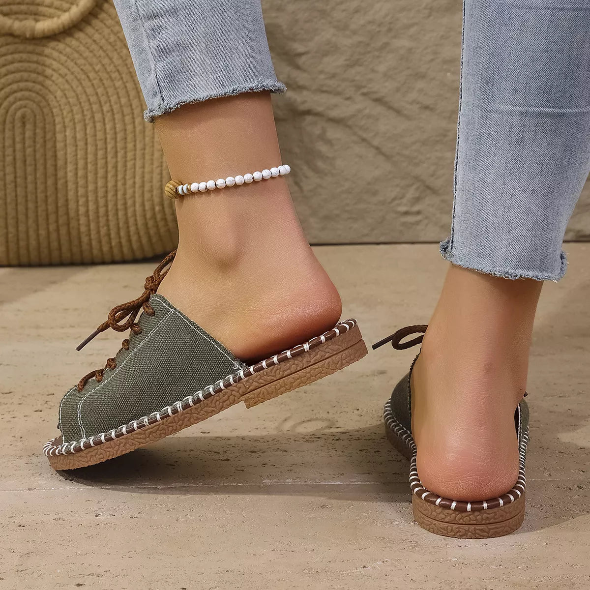Open Toe Lace Up Sandals