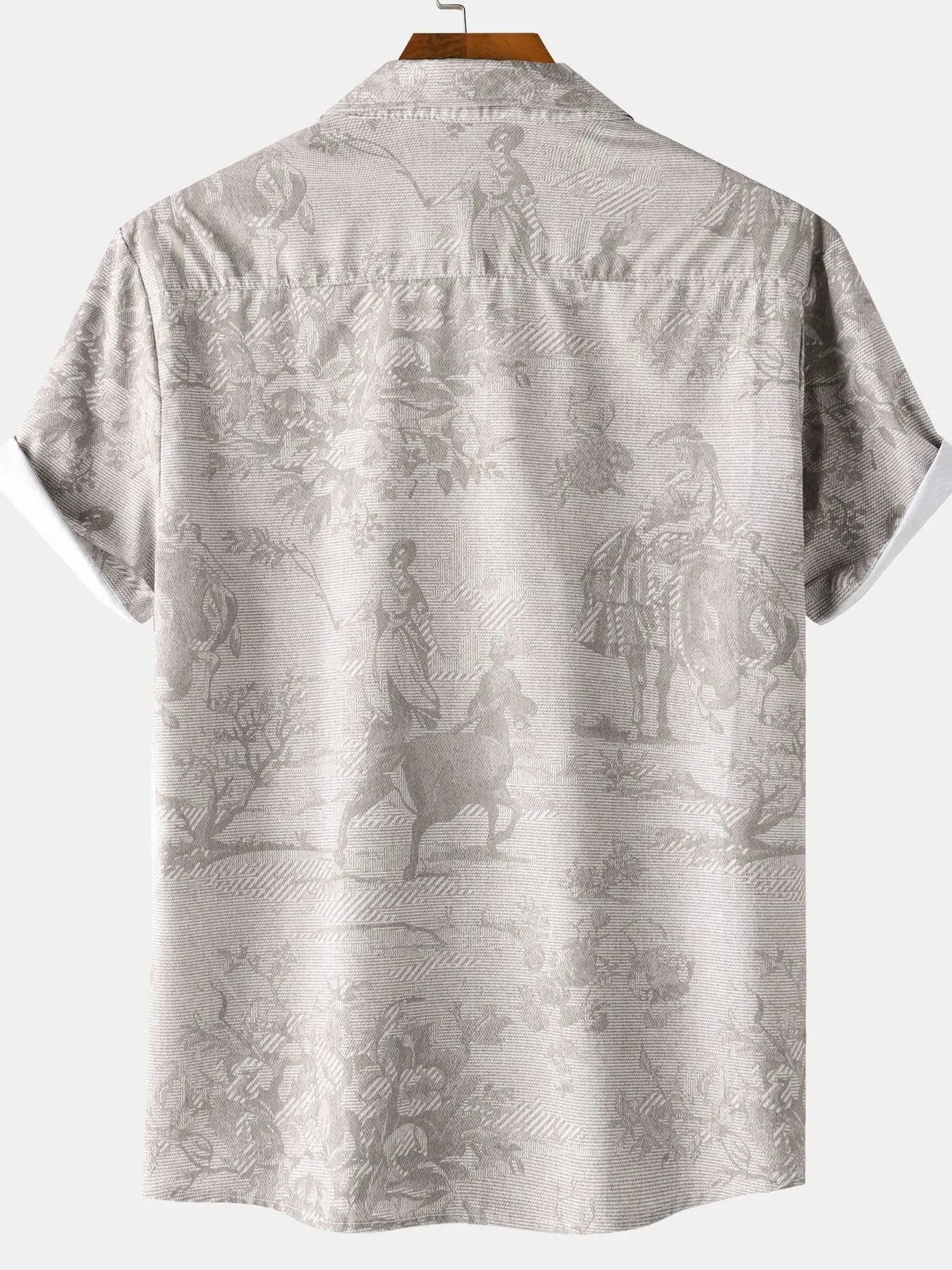 Men's Vintage Print Short Sleeve Casual Shirt