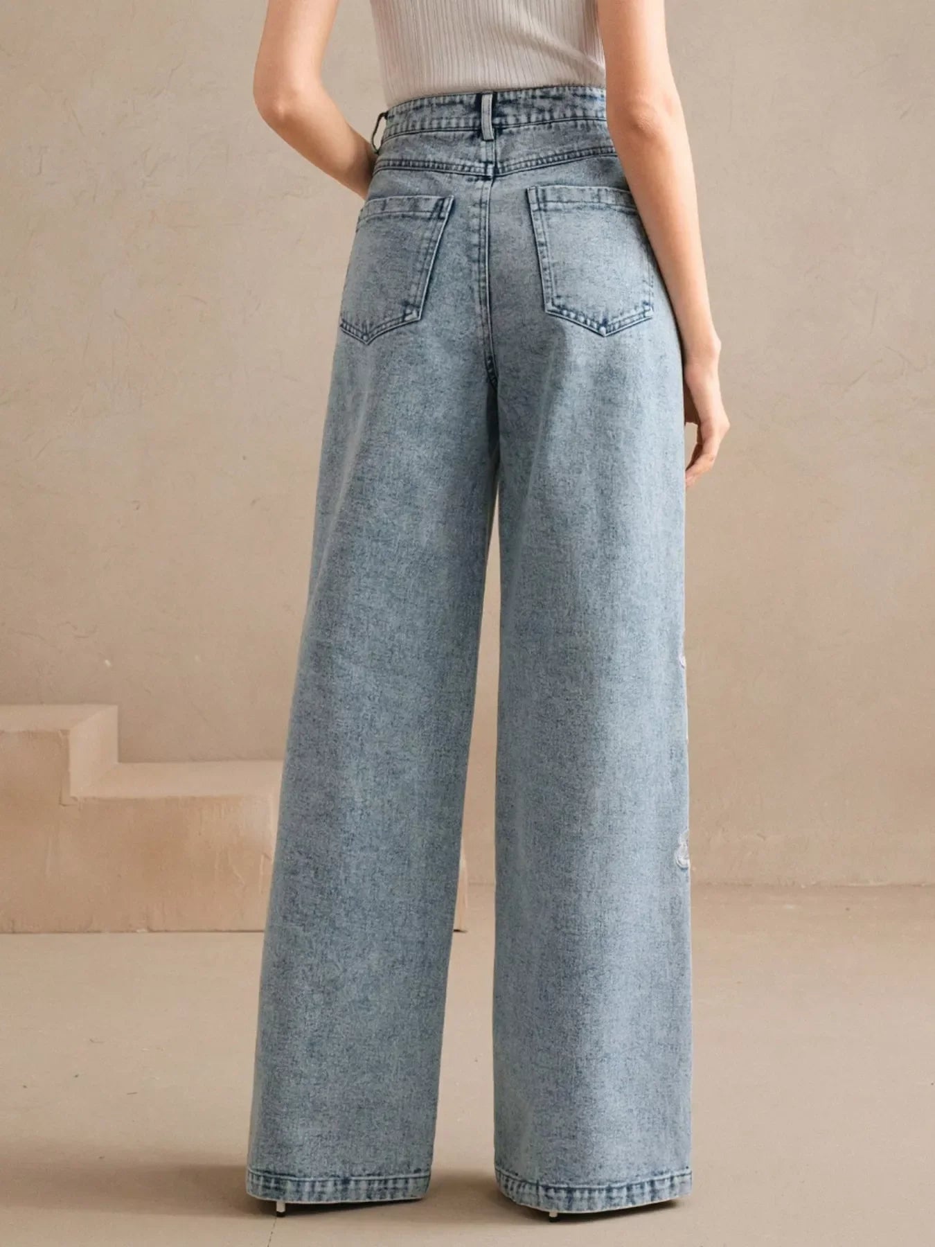 Embroidered Wide-Leg Jeans