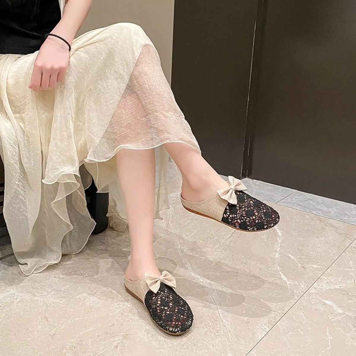 Round Toe Bow Slip-Ons