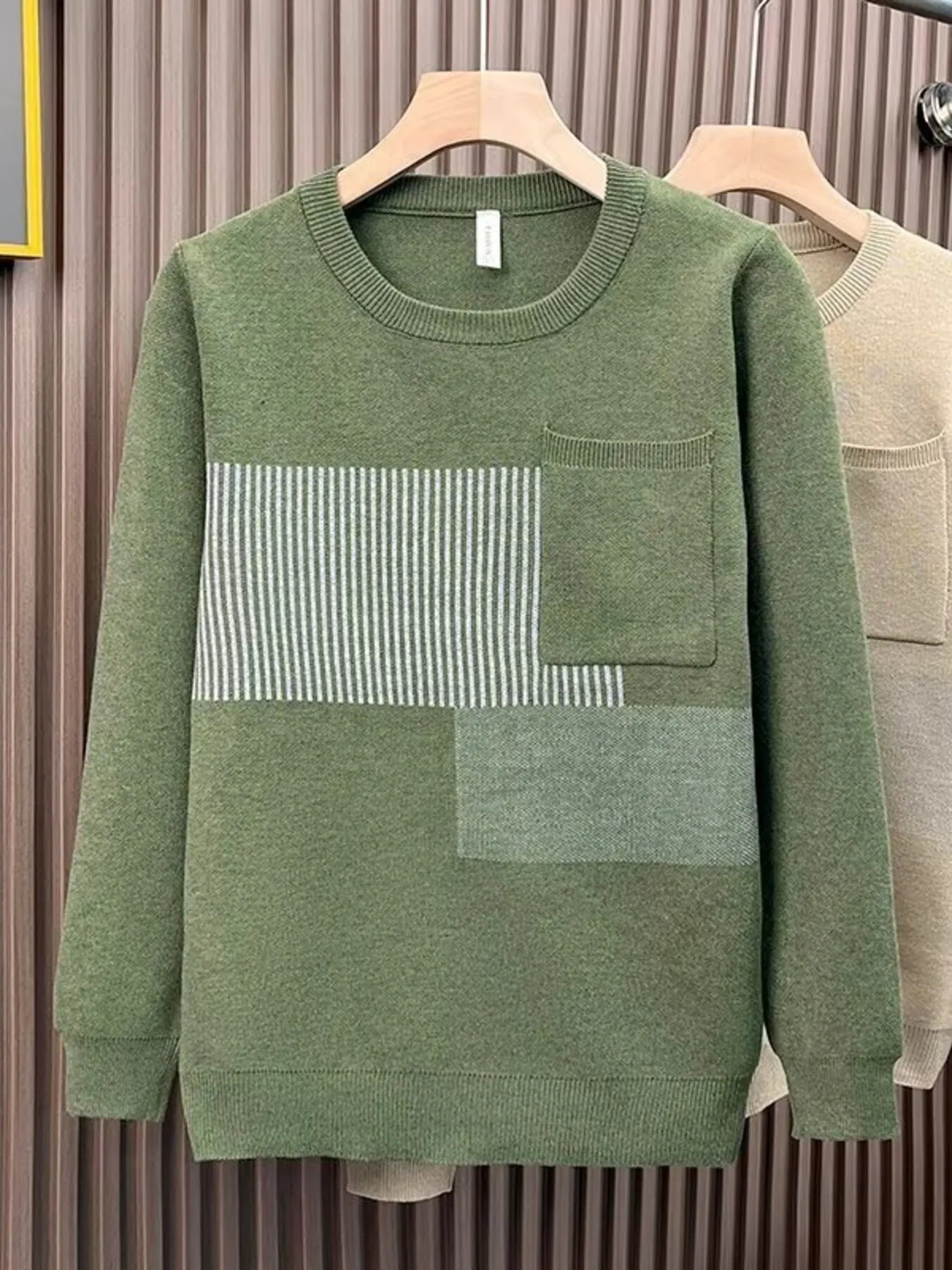 Men's Striped Round Neck Long Sleeve Sweater