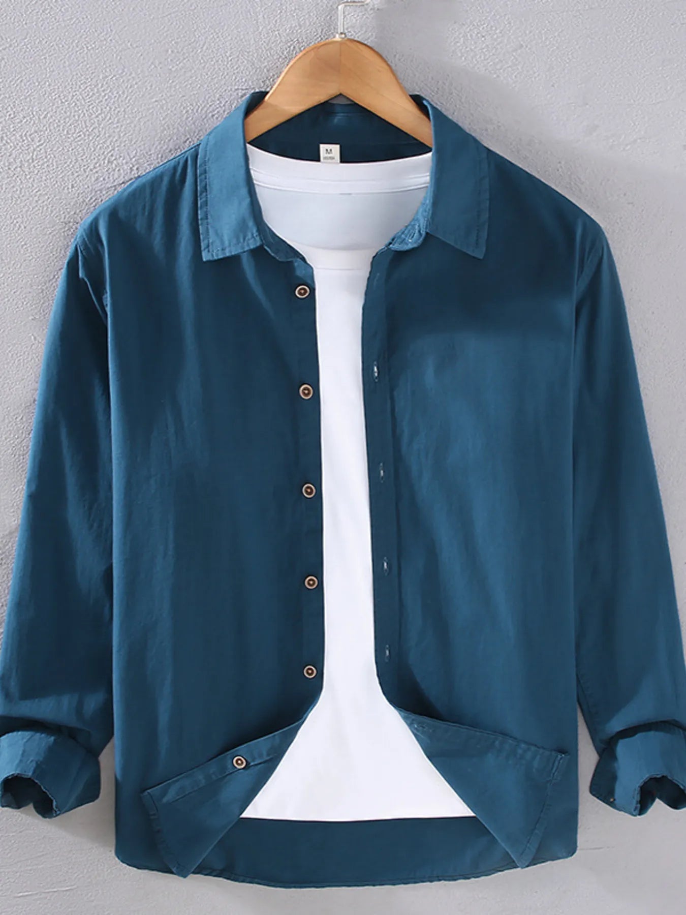 Men's Plus Size Long Sleeve Button-Up Shirt