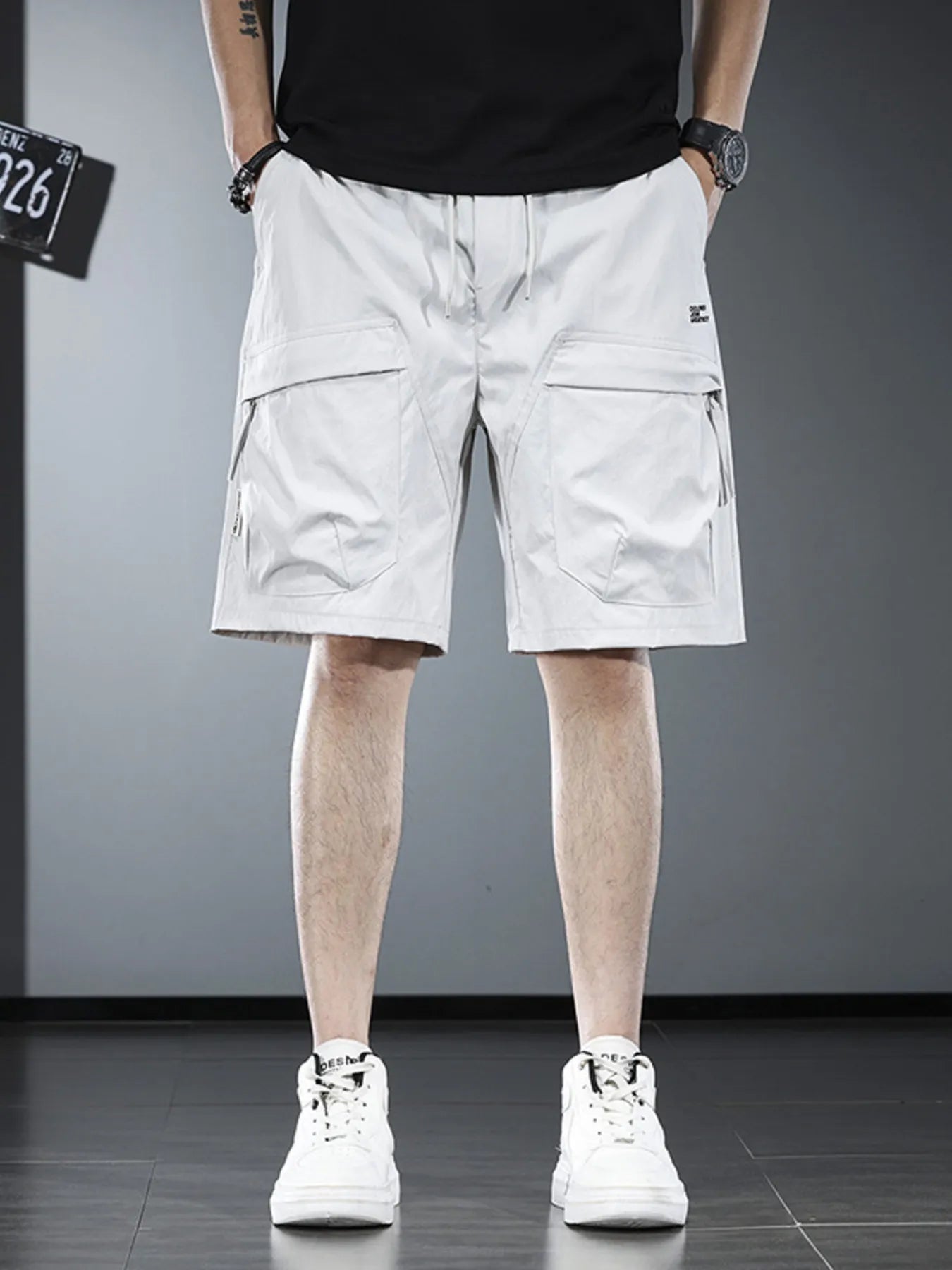 Men's Plus Size Drawstring Cargo Shorts