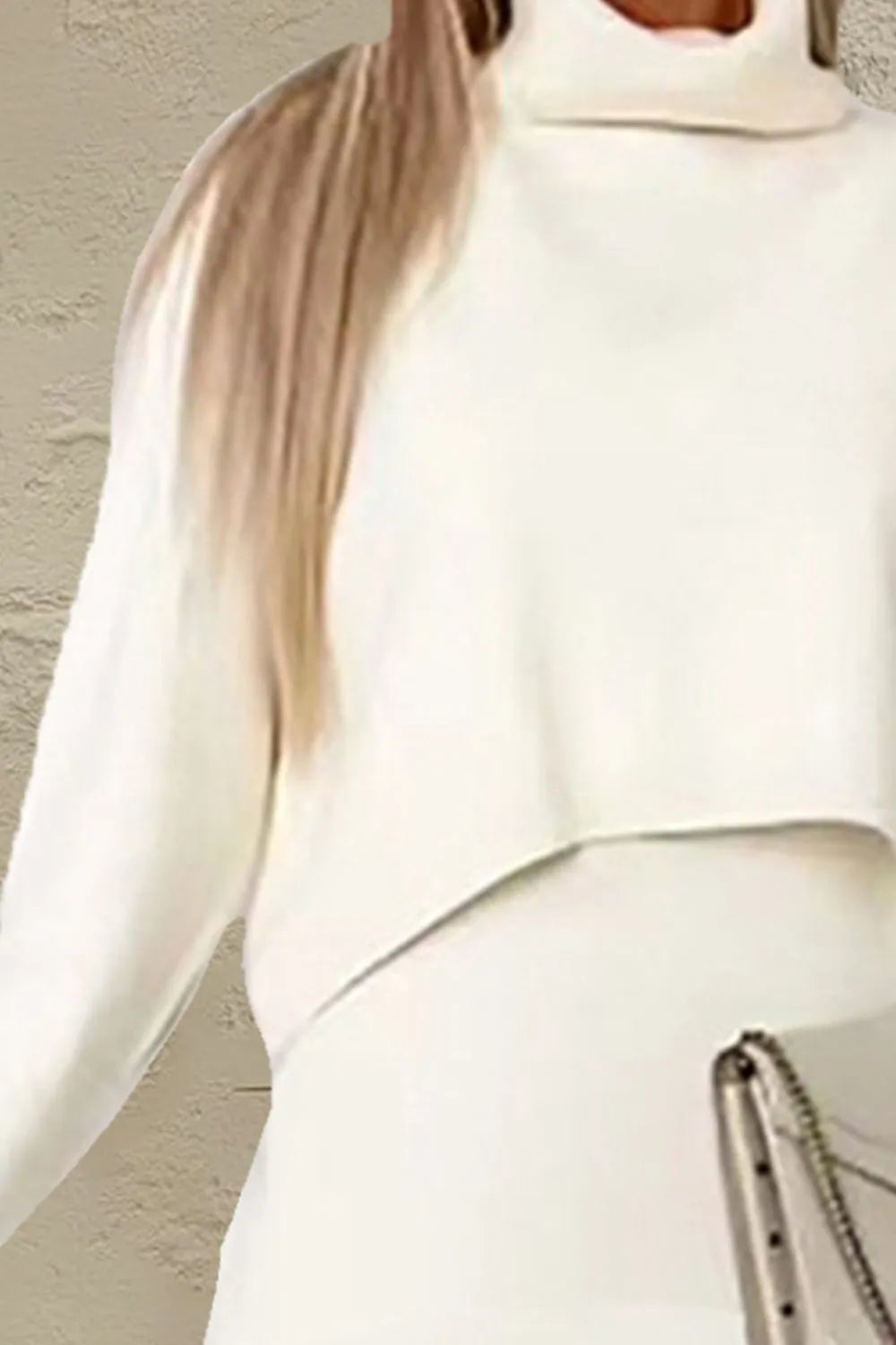 Turtleneck Dropped Shoulder Sweater and Dress Sweater Set