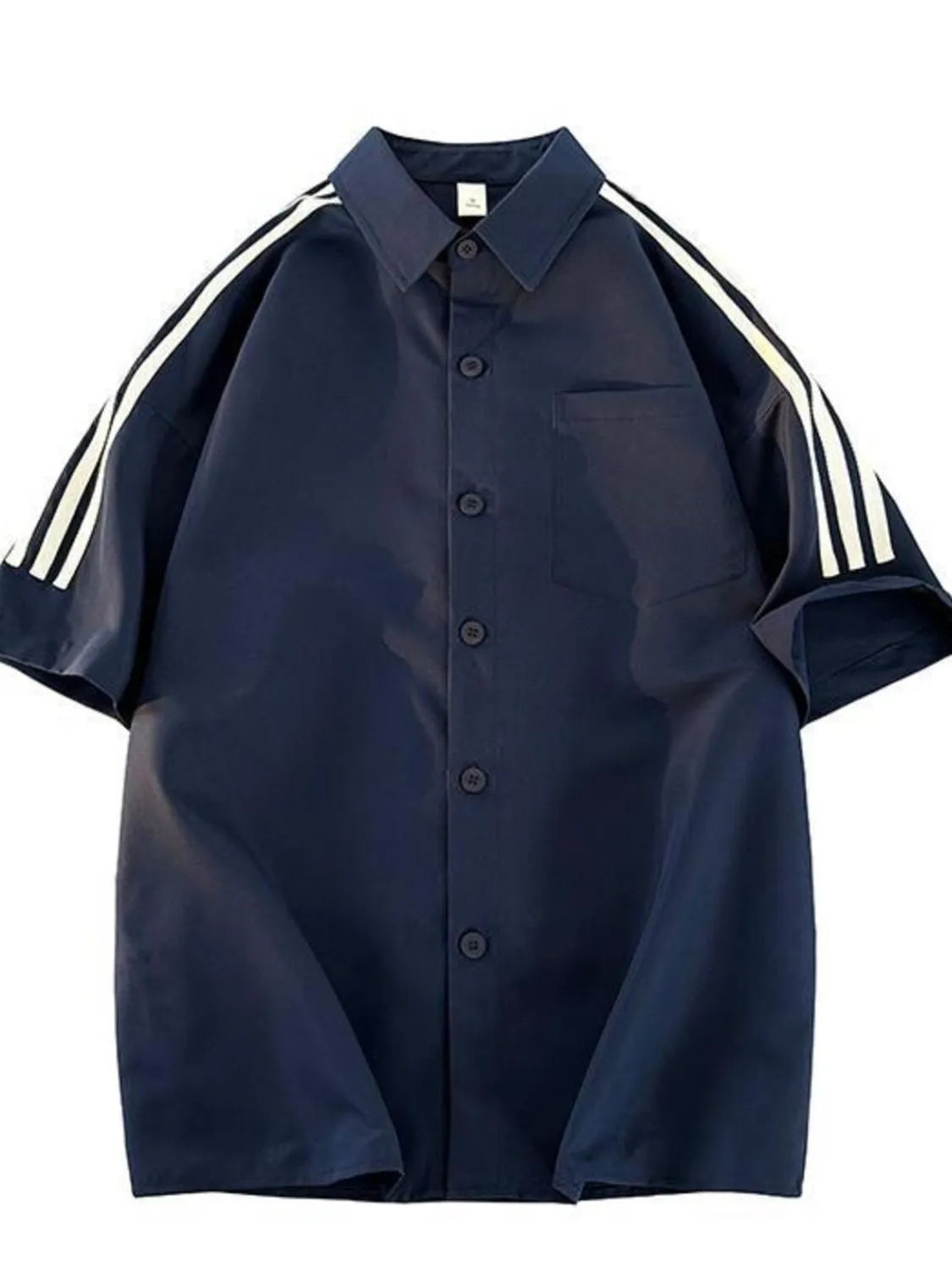 Men's Plus Size Striped Button Up Short Sleeve Shirt