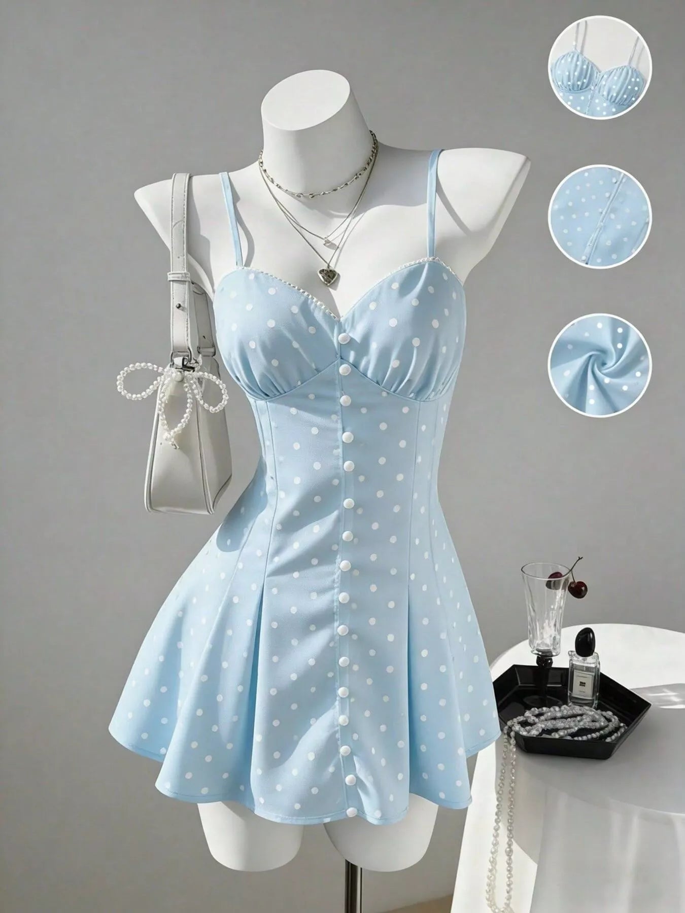 Polka Dot Spaghetti Strap Mini Dress