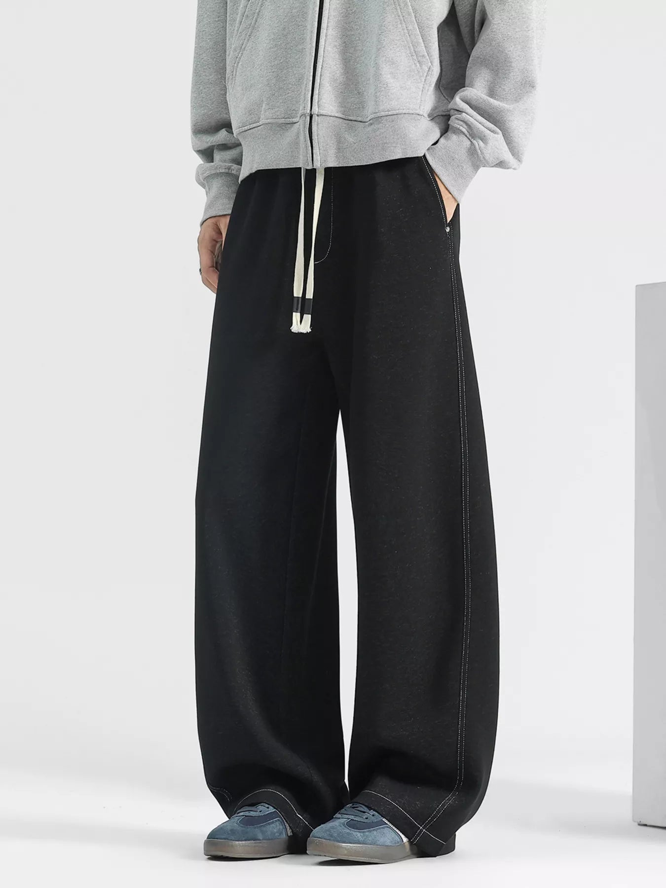 Men's Plus Size Loose Fit Drawstring Wide Leg Jeans