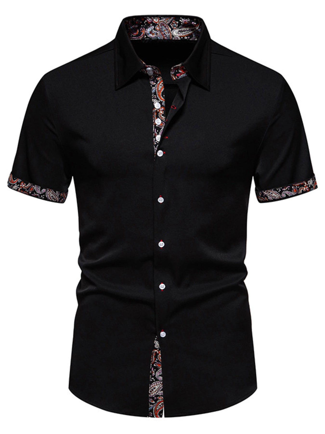 Men's Paisley Trim Short Sleeve Shirt