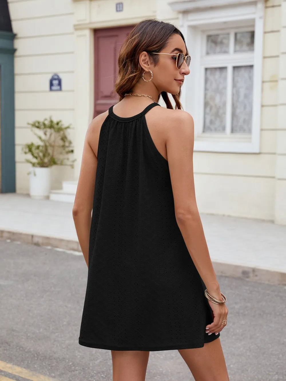 Florira Eyelet Sleeveless Mini Dress