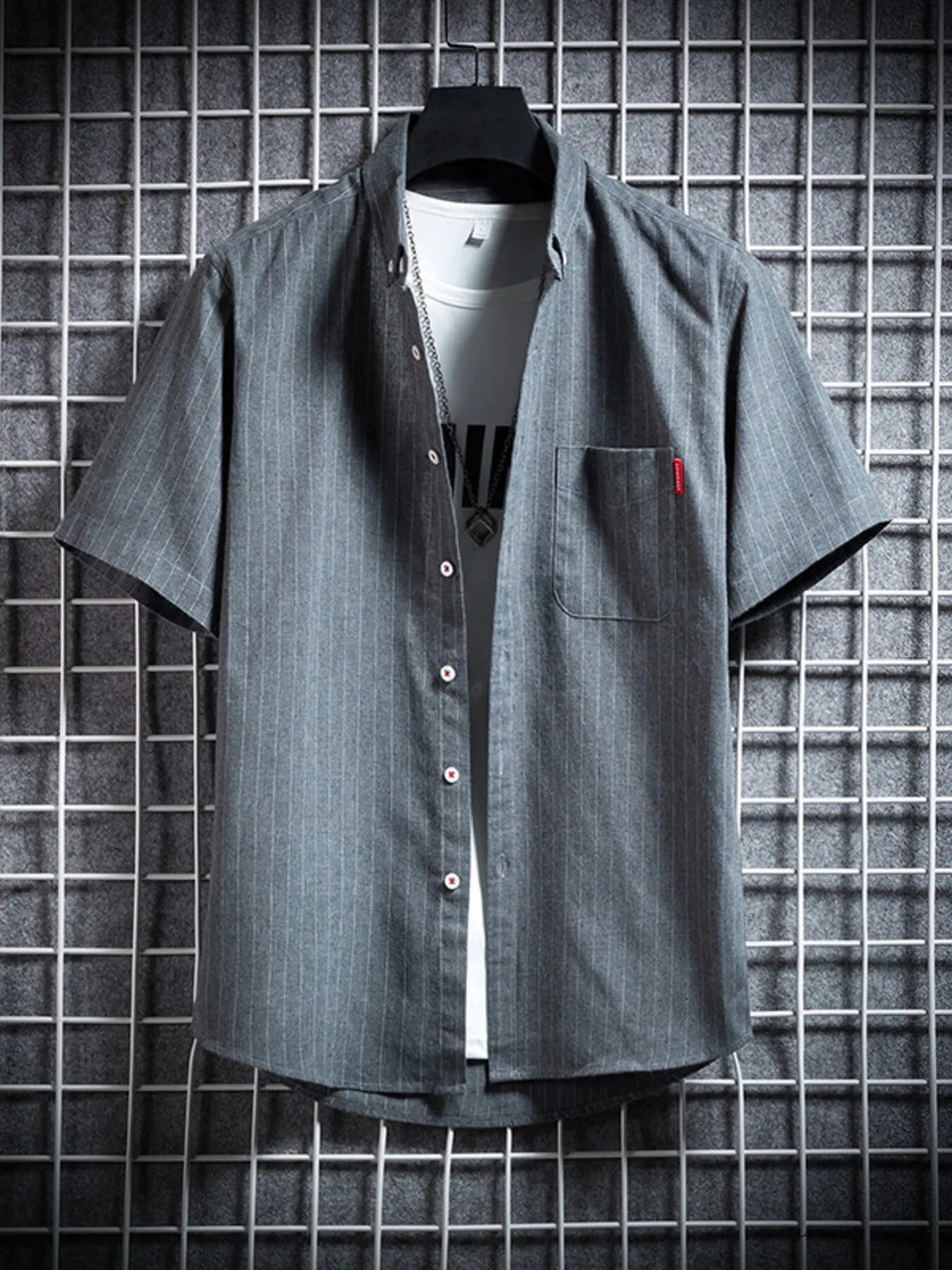 Men's Plus Size Casual Striped Short Sleeve Shirt