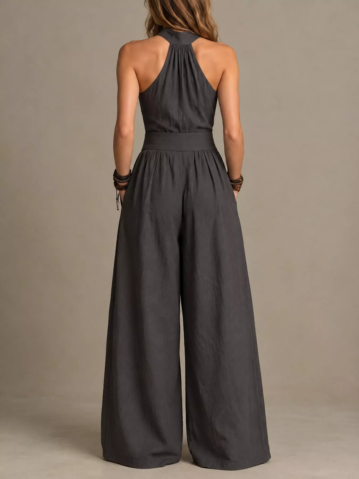 Full Size Halter Neck Wide-Leg Jumpsuit Plus Size