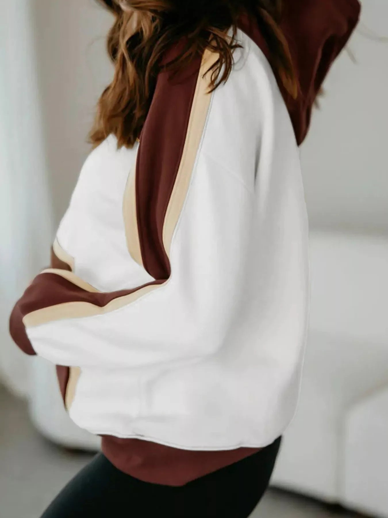 Color Block Patchwork Hooded Sweatshirt