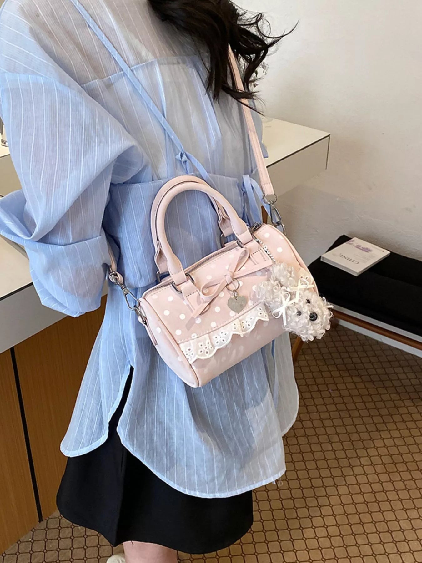 Polka Dot Bow Crossbody Bag