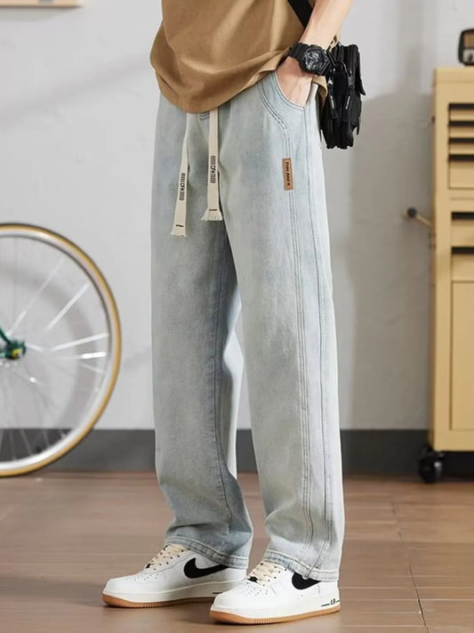 Men's Full Size Washed Relaxed Fit Straight Leg Jeans Plus Size