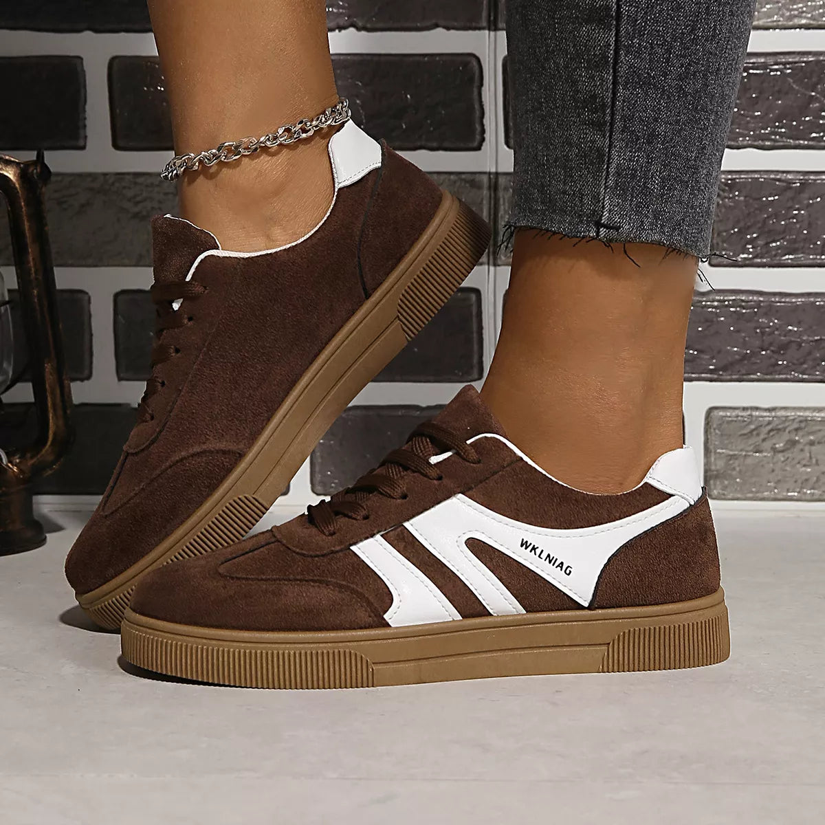 Round Toe Lace Up Sneakers